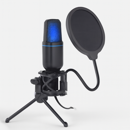 Microfone Condensador USB RGB - Som Profissional para Streams e Podcasts