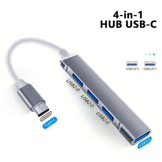 Hub Type-C 4 em 1 - 4 Portas USB 3.1 e Conversor OTG Universal