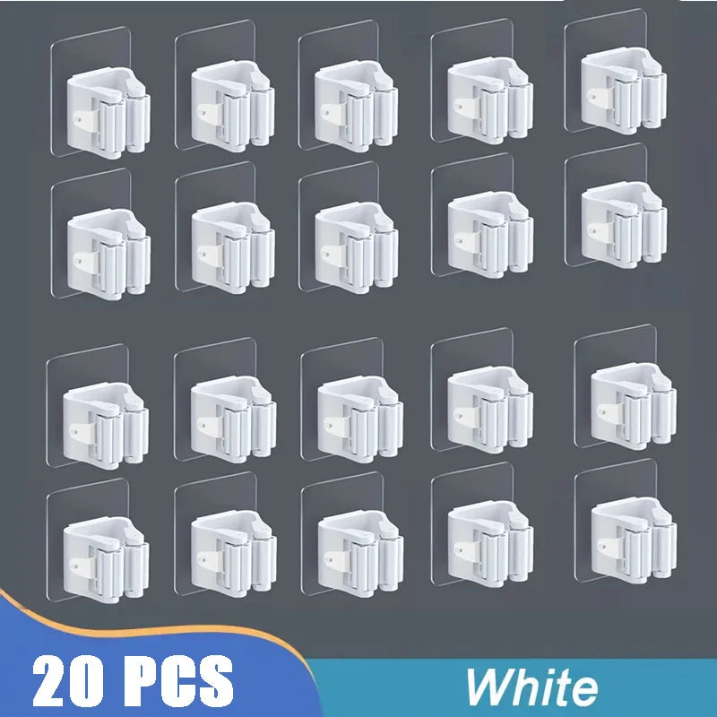 Suporte de Vassouras 4pcs - Branco/Cinza