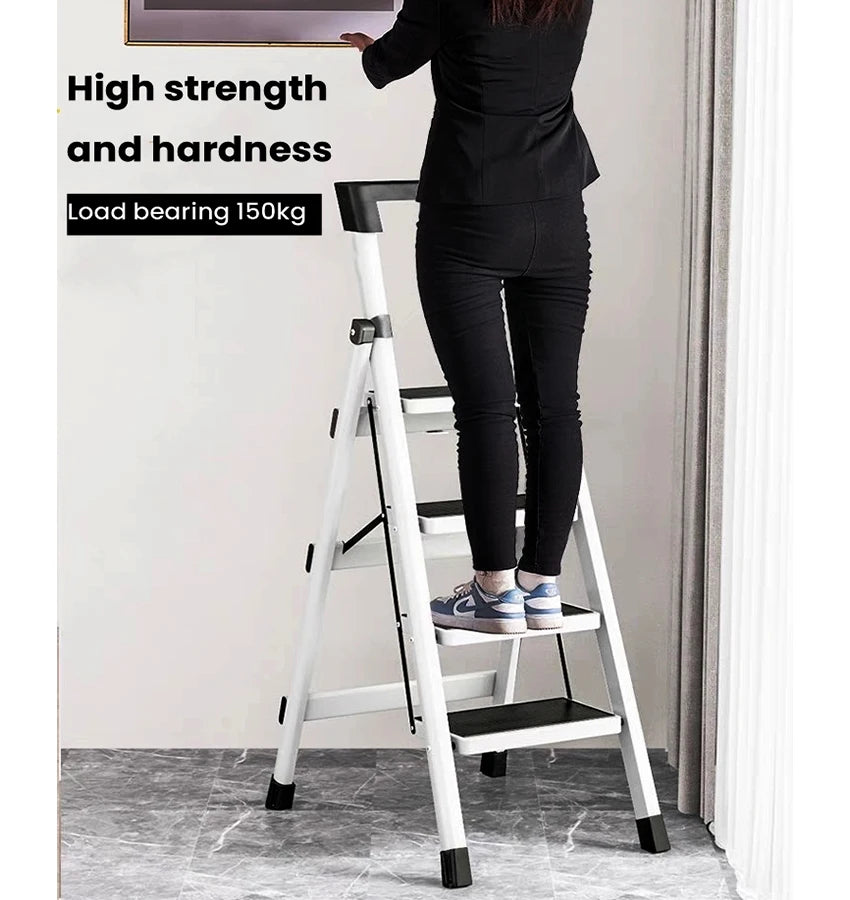 Escada Dobrável 3/4 Degraus - Banqueta com Antiderrapante para Cozinha