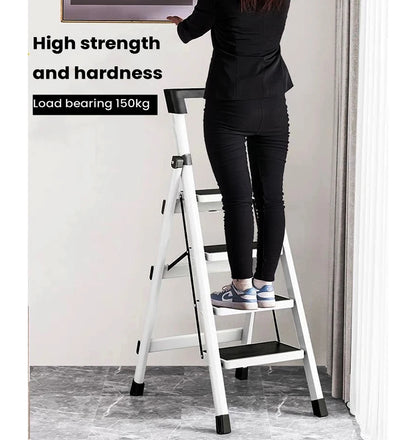 Escada Dobrável 3/4 Degraus - Banqueta com Antiderrapante para Cozinha