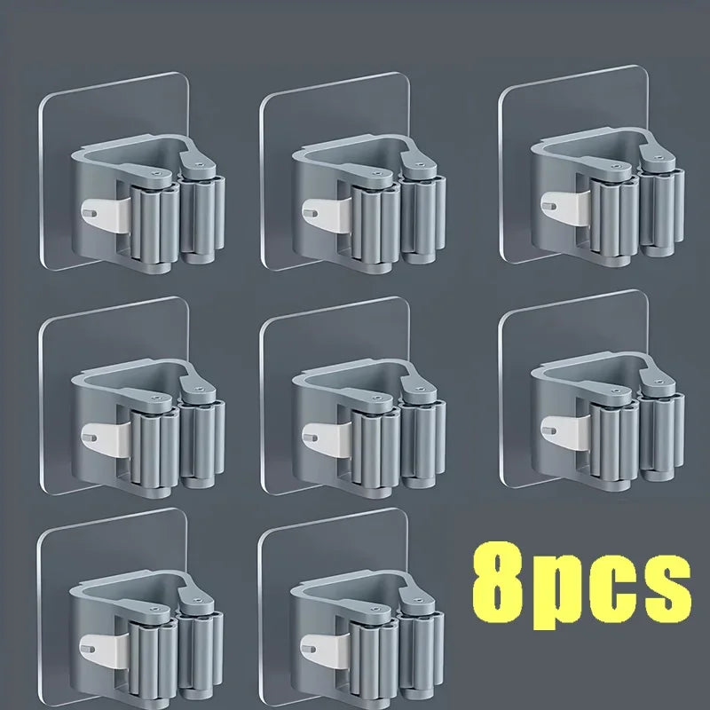 Suporte de Vassouras 4pcs - Branco/Cinza