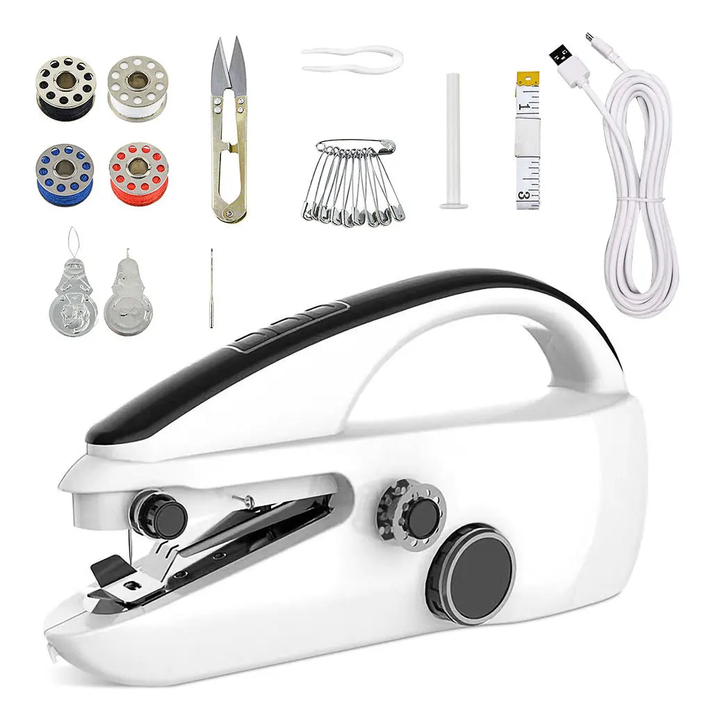 Máquina de Costura Portátil a Pilhas - Costura Rápida para Roupas e Tecidos