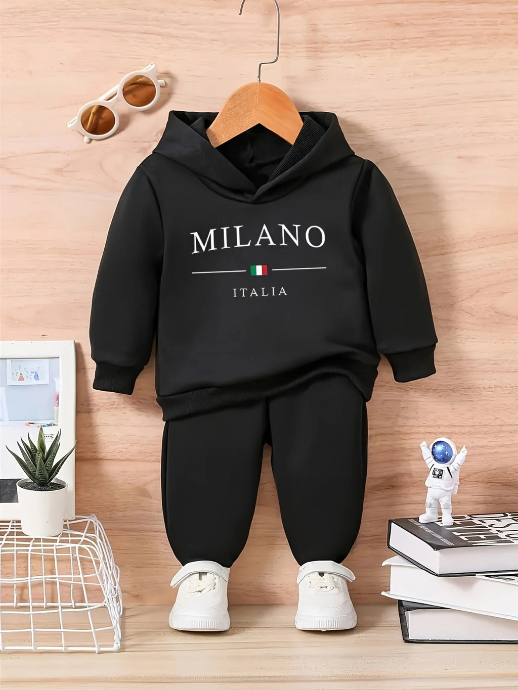 Conjunto Milano Moletom + Calça Esportiva Preto Militar