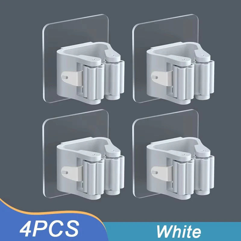 Suporte de Vassouras 4pcs - Branco/Cinza