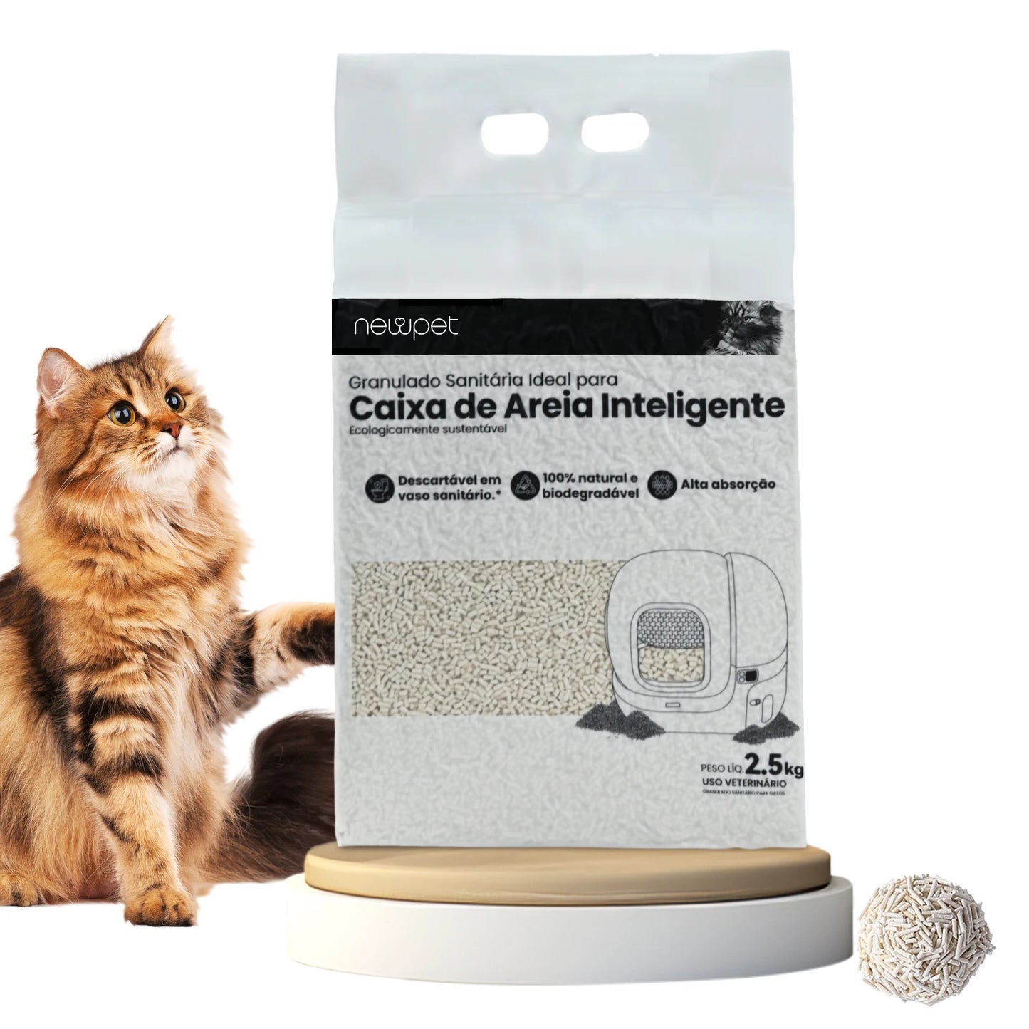 Areia Higiênica Newpet® Tofu - Grãos de 2mm que Aglomeram em Segundos