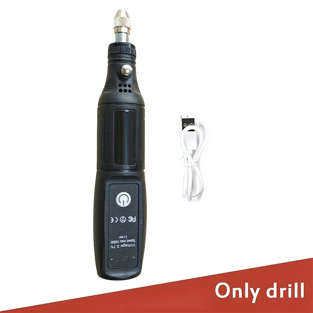Mini Furadeira Elétrica sem Fio - Ferramenta Rotativa USB para Artesanato