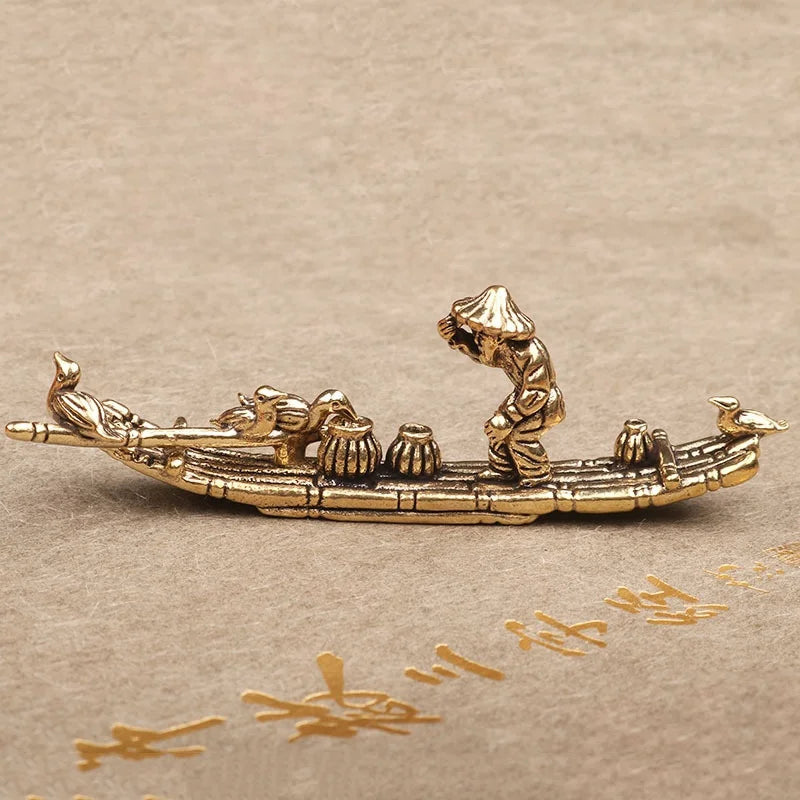 Jangada de Bambu Decoração de Bronze