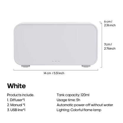 Difusor de Aroma com Chama Colorida - Umidificador e Atmosfera Relaxante