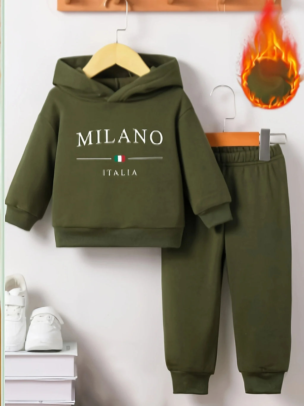 Conjunto Milano Moletom + Calça Esportiva Verde Militar