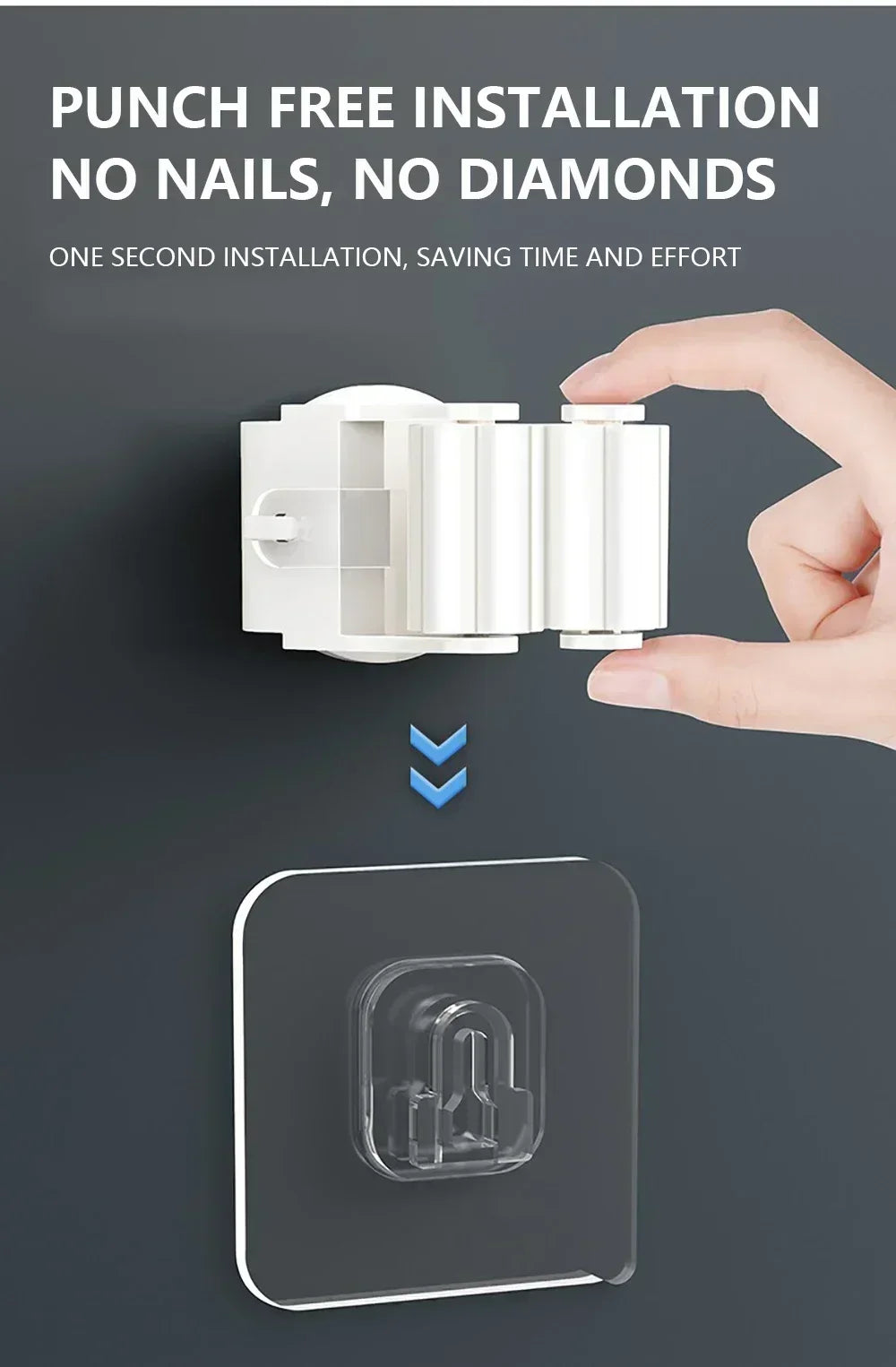 Suporte de Vassouras 4pcs - Branco/Cinza