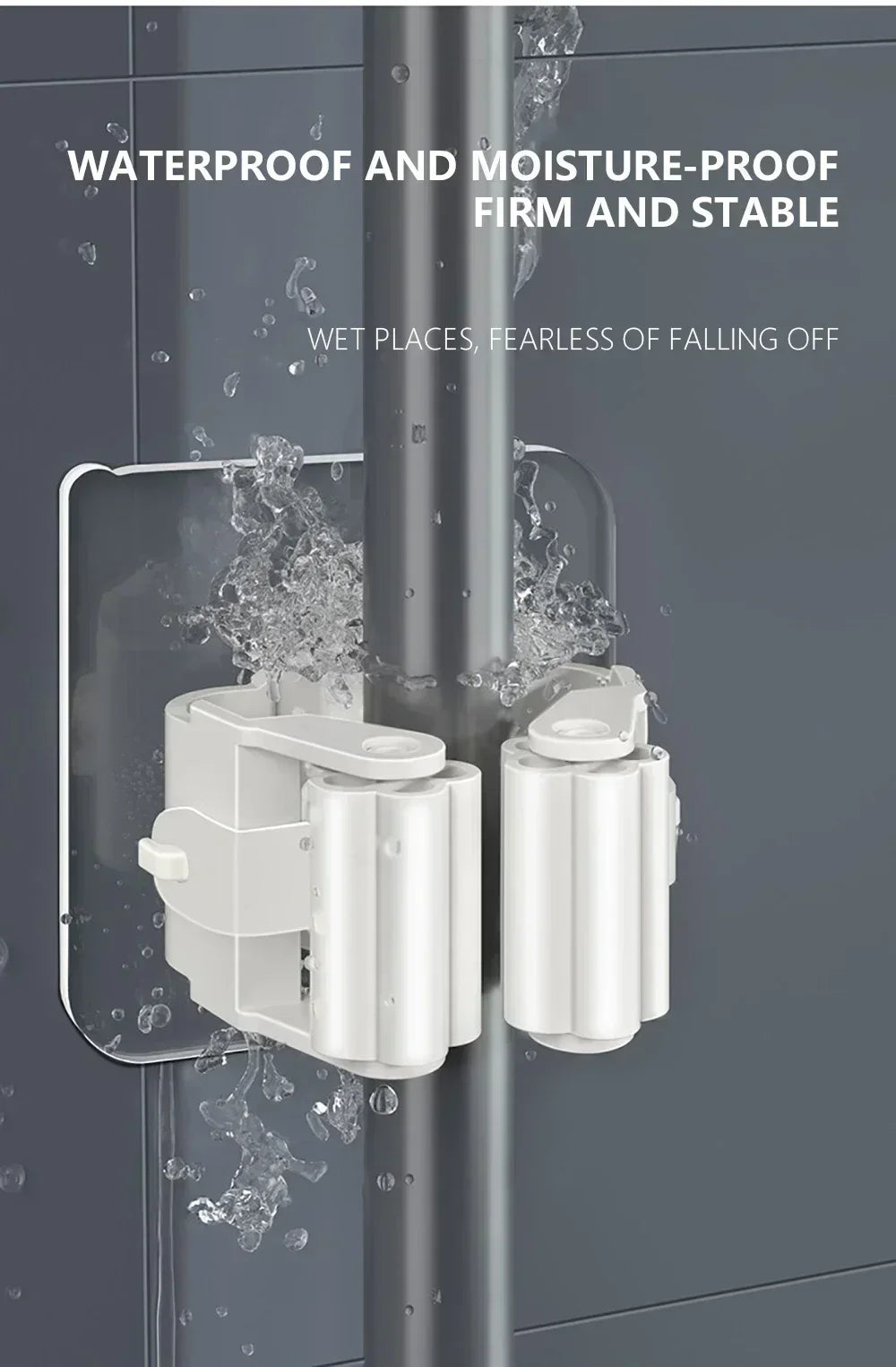 Suporte de Vassouras 4pcs - Branco/Cinza