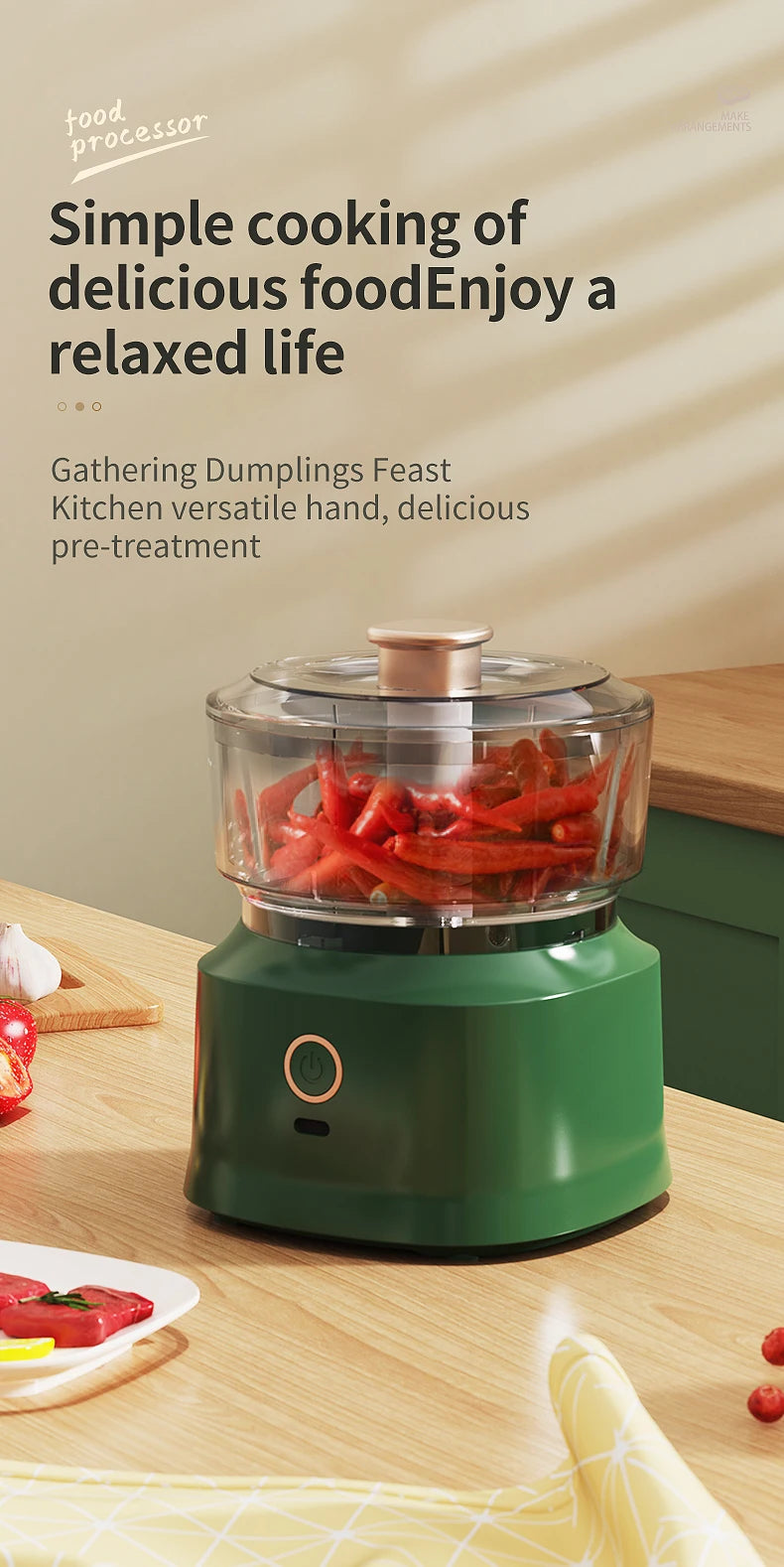 Mini Triturador de Alho Elétrico