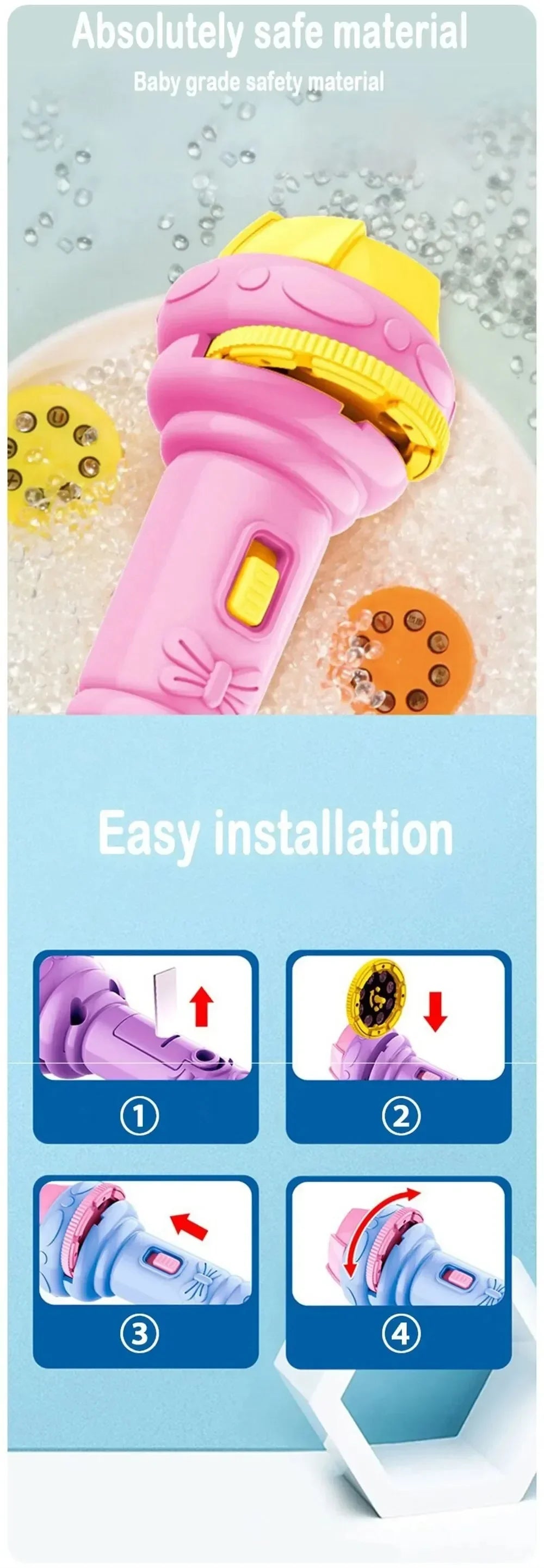 Lanterna de Projeção 3D para Crianças