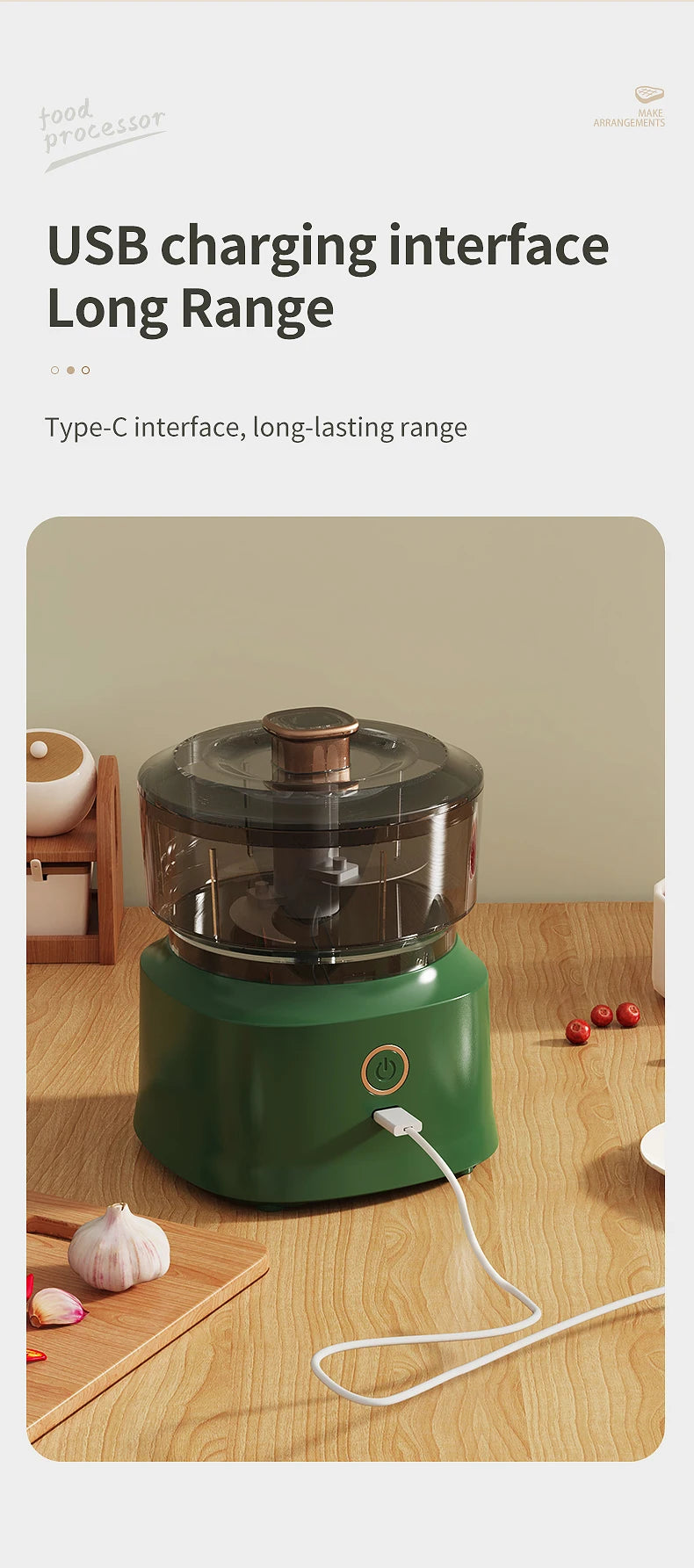 Mini Triturador de Alho Elétrico