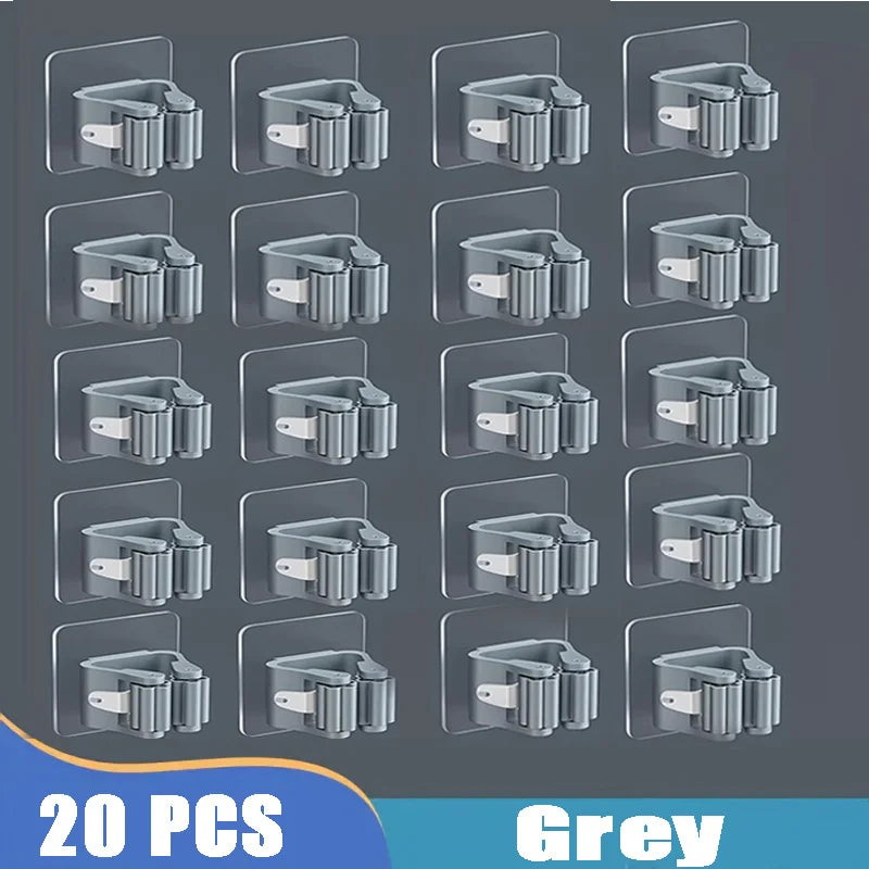 Suporte de Vassouras 4pcs - Branco/Cinza