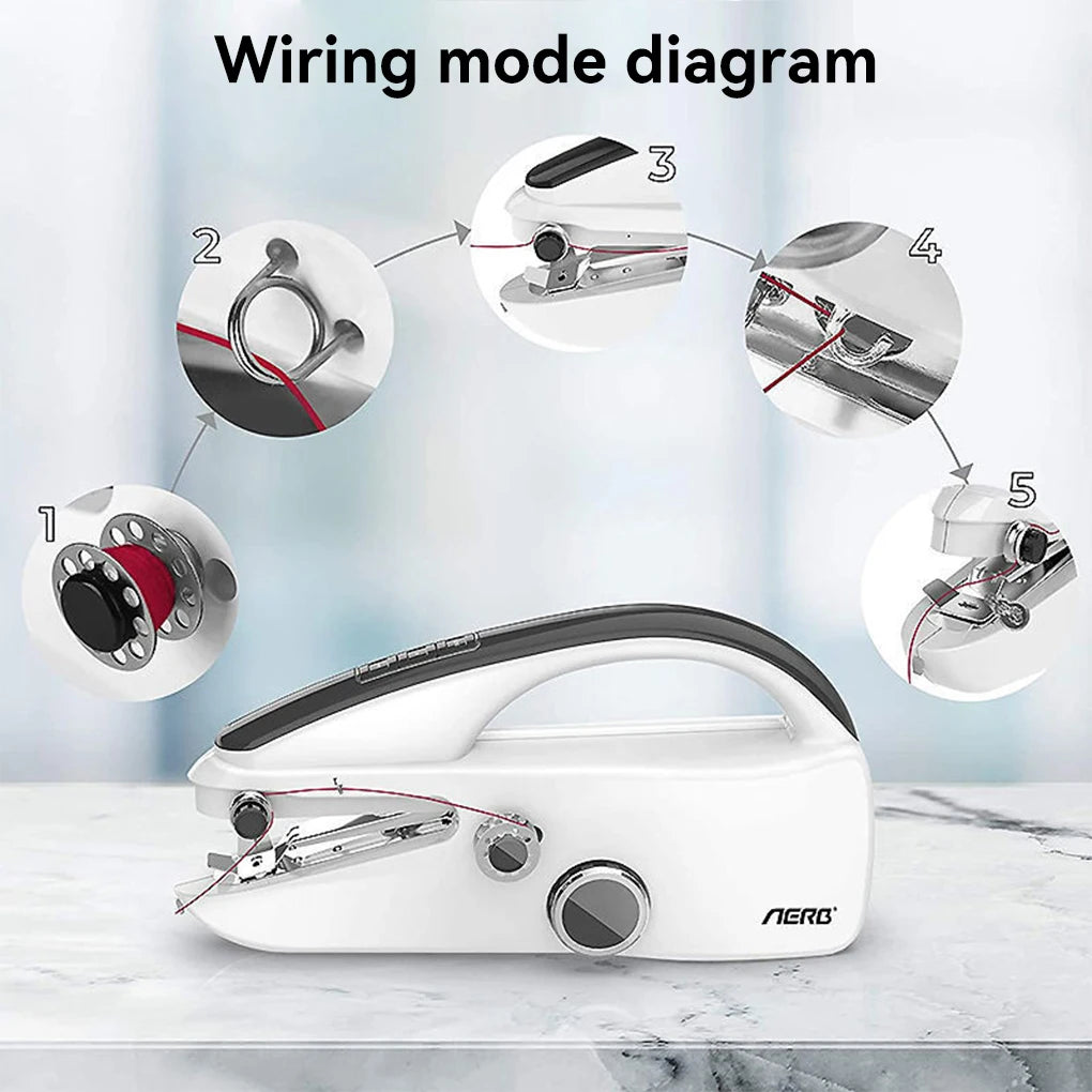 Máquina de Costura Portátil a Pilhas - Costura Rápida para Roupas e Tecidos