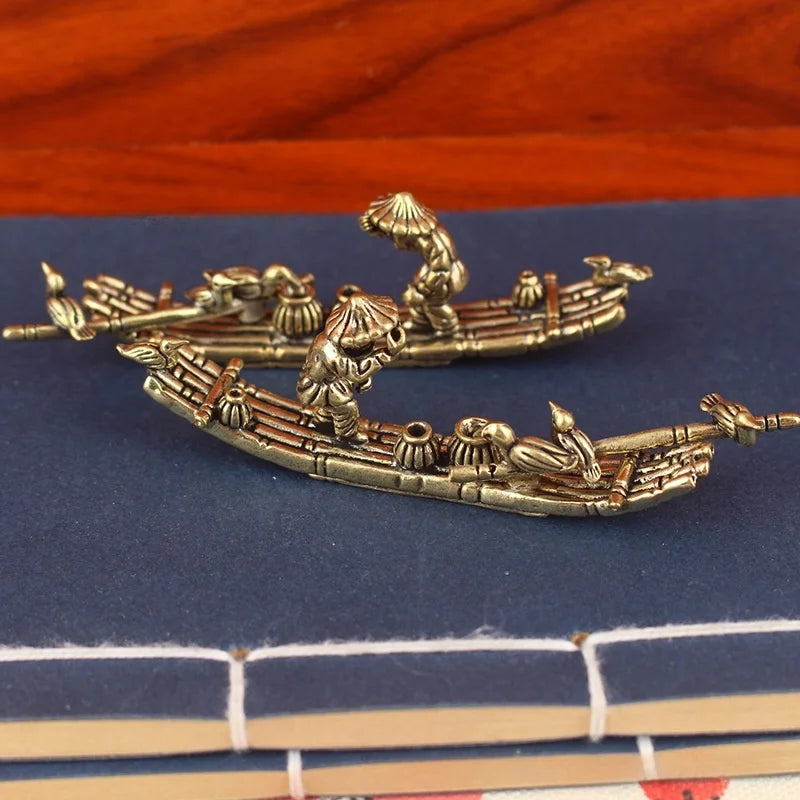 Jangada de Bambu Decoração de Bronze