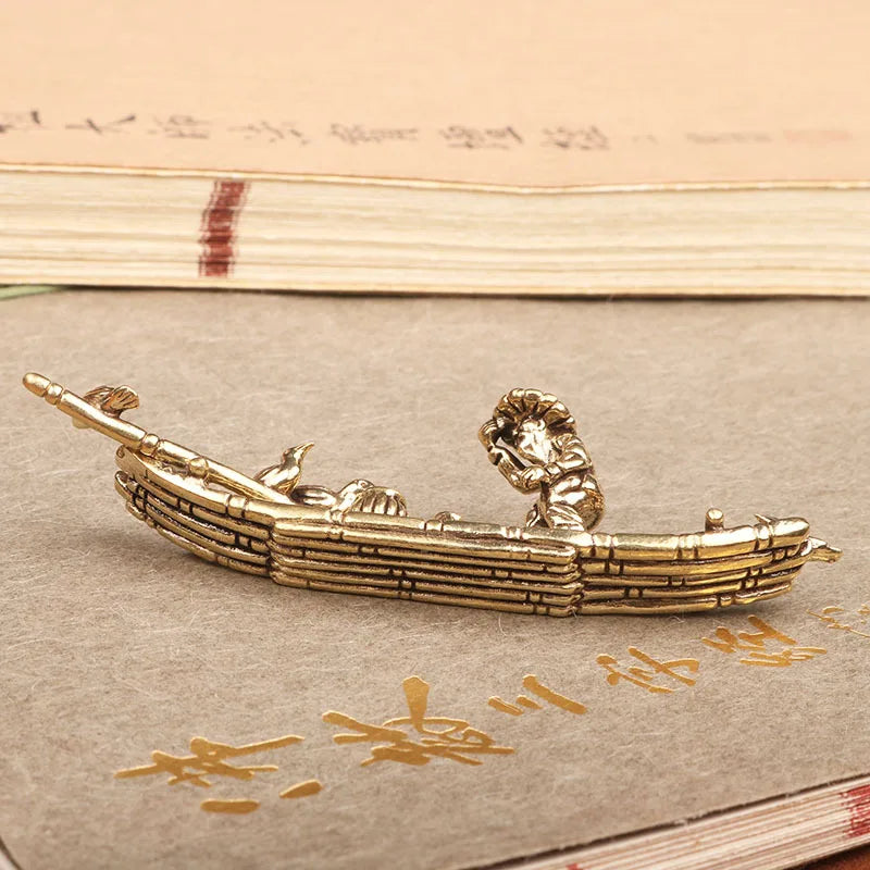 Jangada de Bambu Decoração de Bronze