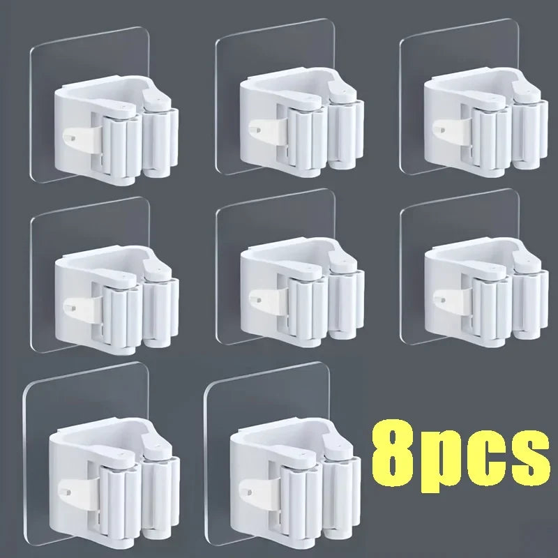 Suporte de Vassouras 4pcs - Branco/Cinza