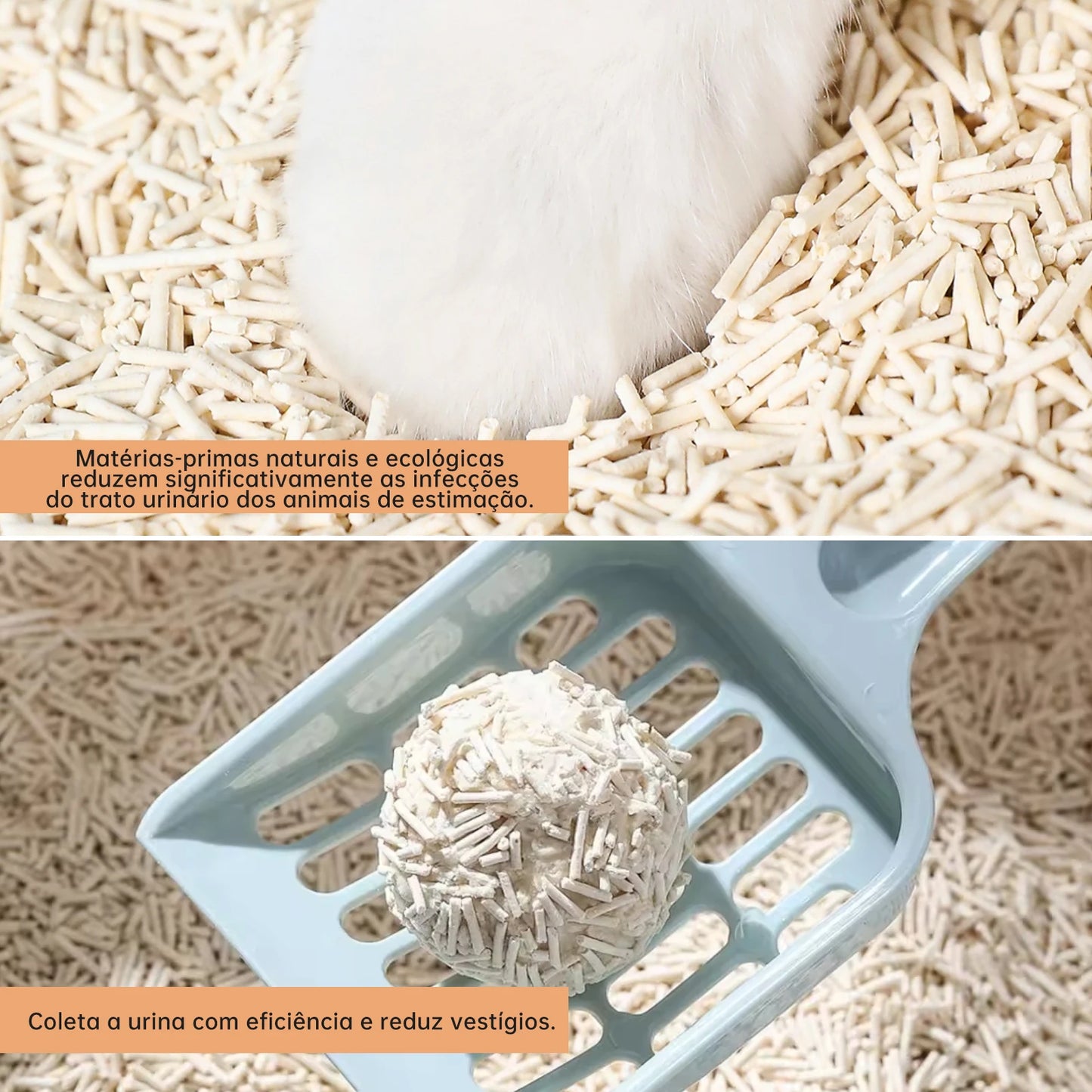 Areia Higiênica Newpet® Tofu - Grãos de 2mm que Aglomeram em Segundos