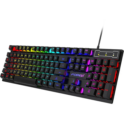 Kit Teclado Mecânico + Mouse Gamer - Iluminação RGB e Teclas à Prova d'Água