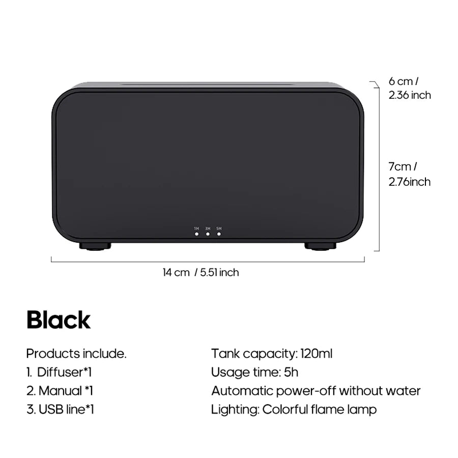 Difusor de Aroma com Chama Colorida - Umidificador e Atmosfera Relaxante