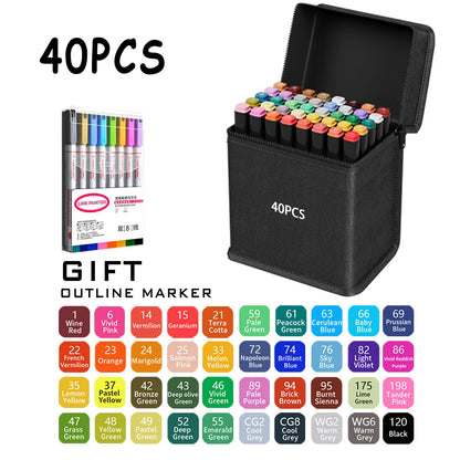Kit 40 Marcadores Dupla Ponta - Cores Vibrantes para Desenho e Lettering