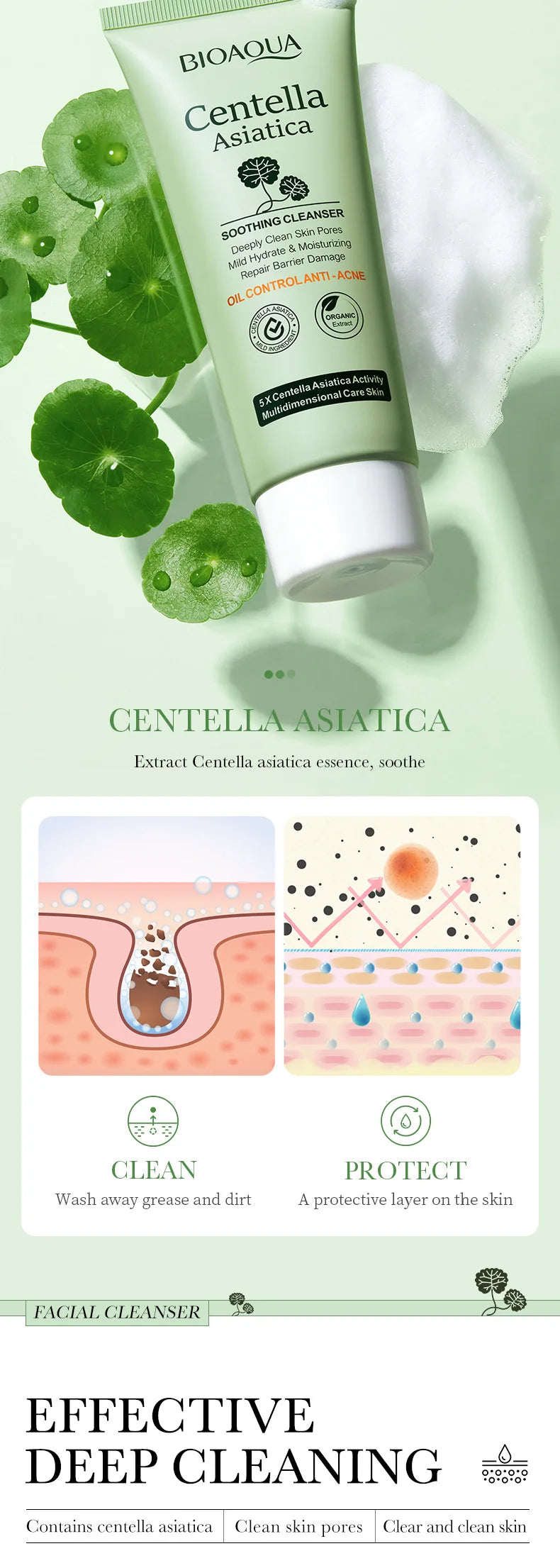 Hidratante de Limpeza Facial Bioaqua Centella