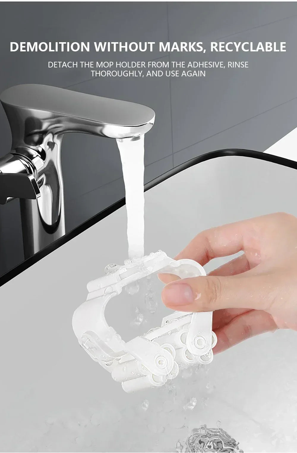 Suporte de Vassouras 4pcs - Branco/Cinza